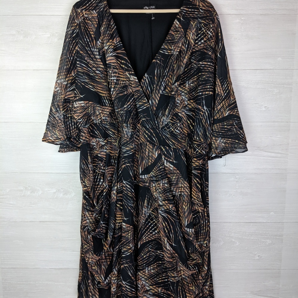 City Chic Black Brown Pattern Dress/Tunic